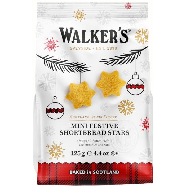 Walkers Mini Festive Shortbread Stars, 125 g