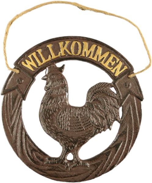Wandrelief Willkommen Hahn, Eisen
