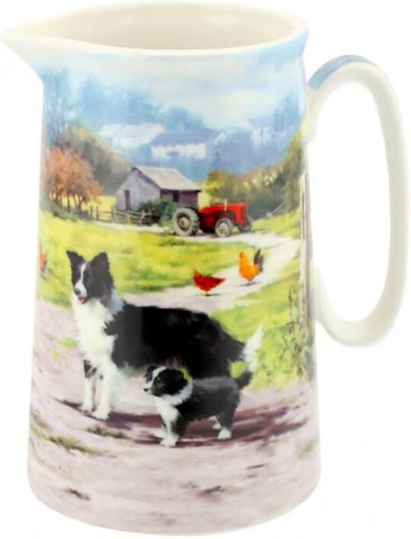 Krug Border Collies mit Schafen