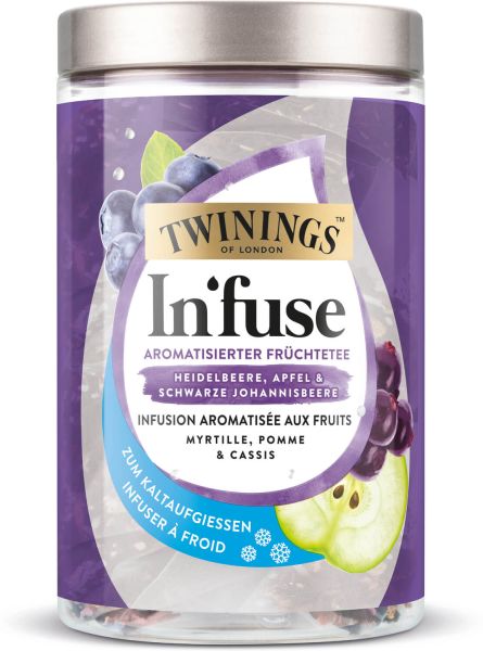 Twinings In’fuse Kaltaufguss Heidelbeere, Apfel & schwarze Johannisbeere, 12 Teebeutel (30 g)