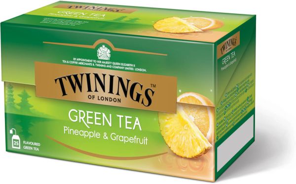 Twinings Green Tea Pineapple & Grapefruit, Grüner Tee Ananas & Grapefruit, 25 Teebeutel (40 g)