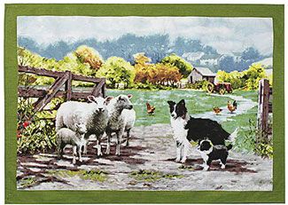 Geschirrtuch Border Collies mit Schafen
