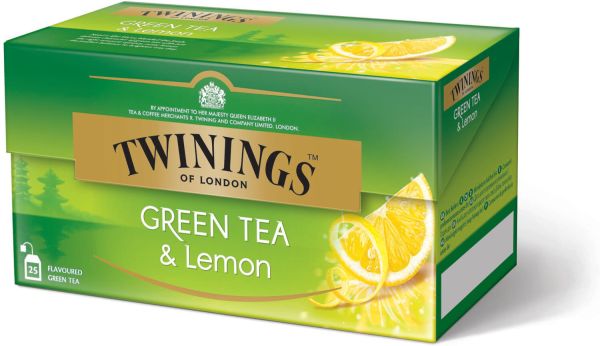 Twinings Green Tea & Lemon, Grüner Tee Zitrone, 25 Teebeutel (40 g)