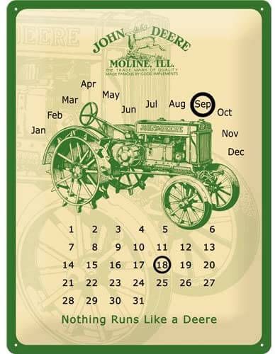 Blechschild Kalender John Deere, XL