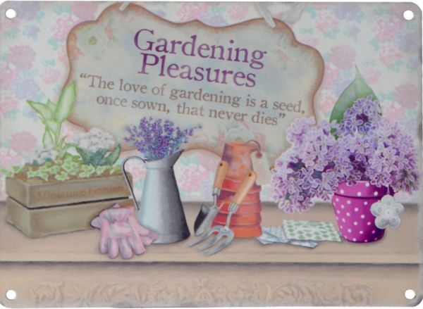 Blechschild Gardening Pleasures